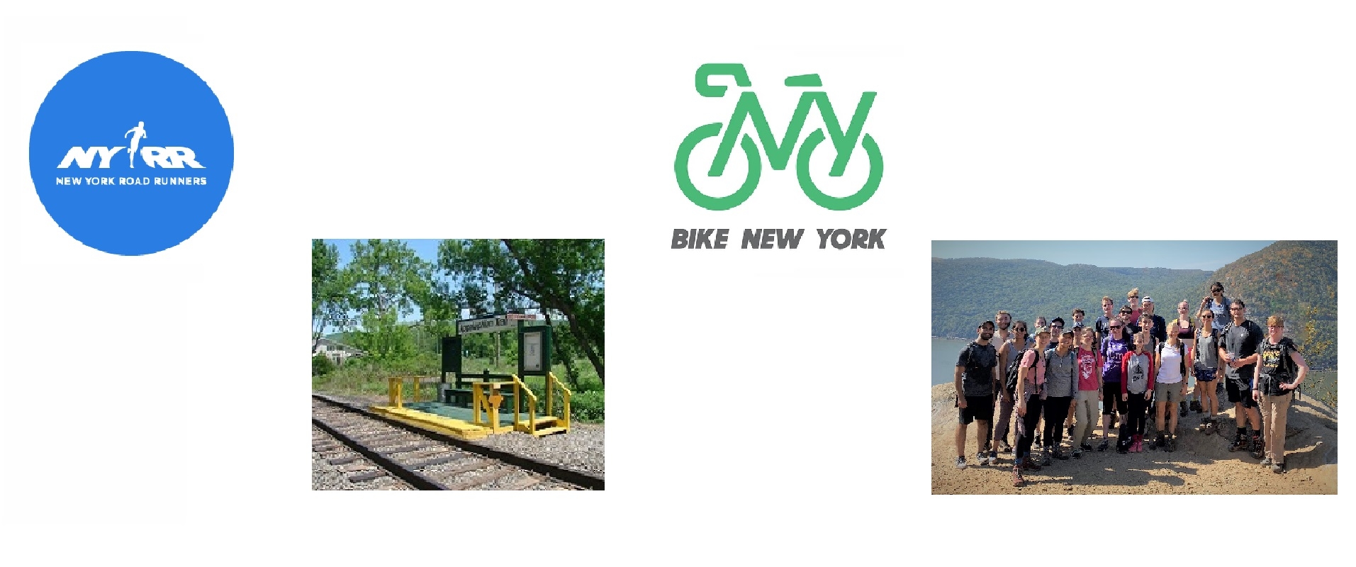 NYRR and Bike NY Logos with MTA AT and MD-PhD Hike Picutres