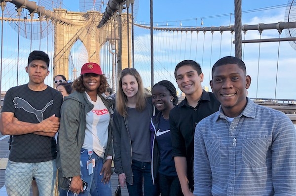 Students on the Brooklyn Bridge